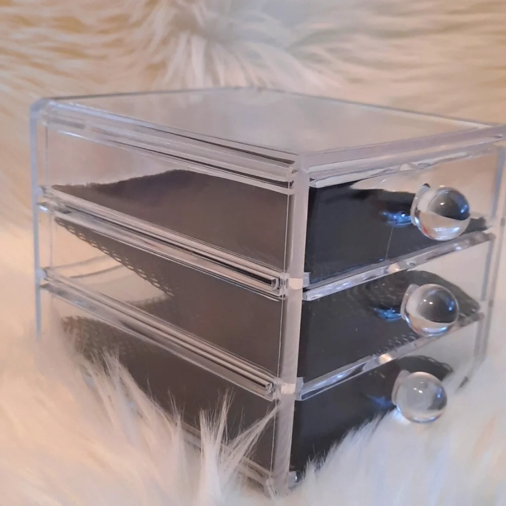 Petite Acrylic Jewelry Case or Vanity Organizer-3 Drawers